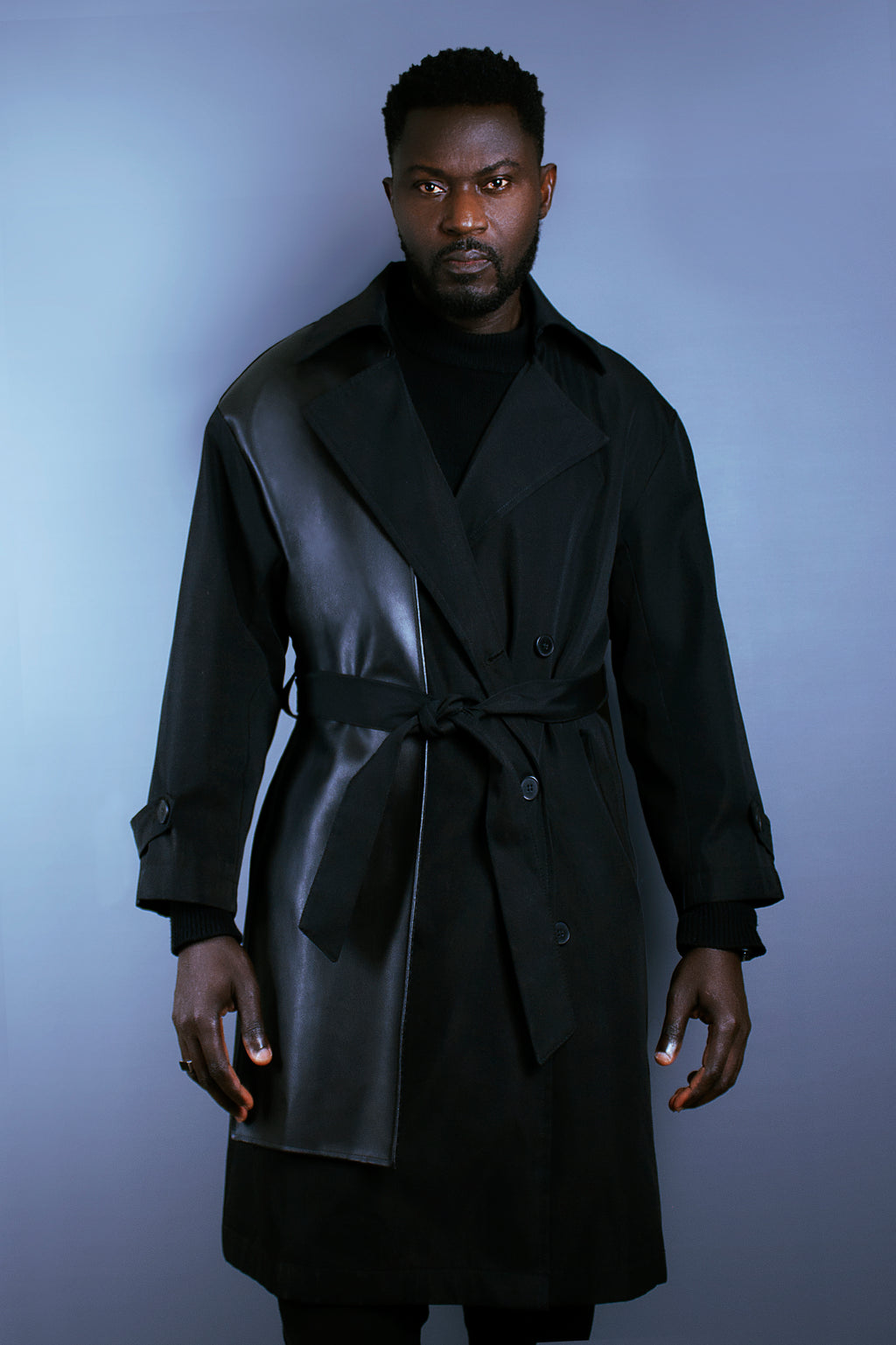 Leather Paneled Trench Coat